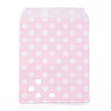 Honeyhandy Kraft Paper Bags, No Handles, Food Storage Bags, Polka Dot Pattern, Lavender Blush, 18x13cm