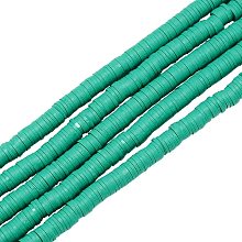 Pandahall Elite Heishi Clay Beads, 6400 pcs 4mm Vinyl Disc Beads Flat Round Handmade Polymer Clay Beads for Hawaiian Earring Choker Anklet Bracelet Necklace Jewelry Making Summer Surfer, LightSeaGreen