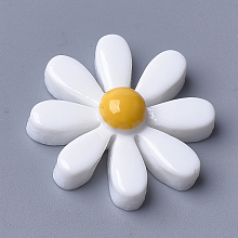 Honeyhandy Resin Cabochons, Flower, Creamy White, 17~18x5~6mm