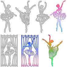 GLOBLELAND 4Pcs Ballerina Metal Cutting Dies Elegant Women Die Cuts for DIY Scrapbooking Wedding Birthday Valentine's Day Cards Making Album Envelope Decoration,Matte Platinum