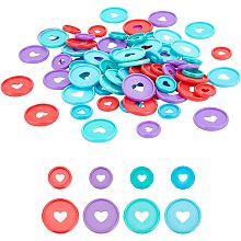 PandaHall Elite 80pcs Round Book Binder Discs, 4 Colors Plastic Discbound Discs Loose Leaf Ring Discs with Heart Hole Small Expansion Discs for DIY Notebooks Planners, 24mm/35mm