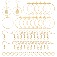 Unicraftale DIY Big Circle Drop Earrings Makinig Kit, Including 304 Stainless Steel Pendants & Earring Hooks & Jump Rings, Golden, 90Pcs/box