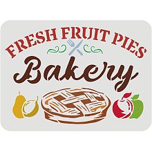 FINGERINSPIRE Bakery Stencil 11.7x8.3 inch Fresh Fruit Pies Stencil Plastic Bakery Painting Stencil Reusable Pies Apple Pear Pattern Stencils for Painting on Wood, Floor, Wall and Tile