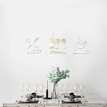 GLOBLELAND Eat Drink and Love Wall Stickers Knife and Fork Pattern Mirror Decor Stickers DIY Wall Decals for Kitchen Dinning Room Restaurant Motivational Letter Wall Decor