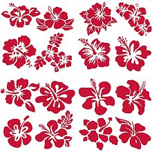 GORGECRAFT 4 Styles Hibiscus Flower Car Sticker Hawaiian Stickers and Decals Colorful Reflective Stickers Waterproof Vinyl Automotive Exterior Decor for SUV Truck Motorcycle Doors Walls Laptop