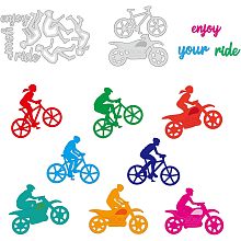 BENECREAT 2 Style Riding Theme Carbon Steel Cutting Dies, Bicycle Motorcycle Embossing Stencils Template for Making Photo Decorative Paper Scrapbooking, 0.08cm Thick