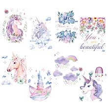 CRASPIRE Unicorn Wall Decal Stickers 16 Sheets Rainbow Flower Fairy Window Stickers Waterproof Removable Vinyl Wall Art for Classroom Bedroom Living Room Decorations