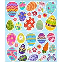 GORGECRAFT 2 Sheets Easter Window Cling Stickers Happy Easter Large Egg Sticker Cute Carrot Butterfly Flower Decals or Home Party Supplies Shop Window Glass Display Decoration Gifts