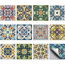 CHGCRAFT 36PCS Morocco Peel and Stick Tile Stickers 4x4 inch Wall Stickers Waterproof Detachable PVC Wall Tile Stickers Vintage Decorative Stickers for Kitchen Washroom Bedroom Wall Table Office