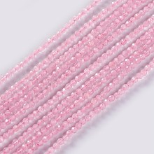 ARRICRAFT Glass Beads Strands, Faceted, Round, Pink, 2x2mm, Hole: 0.4mm, about 193~197pcs/strand, 14.17 inches~15.51 inches(36~39.4cm)