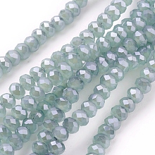 Honeyhandy Electroplate Imitation Jade Glass Beads Strands, Full Rainbow Plated, Faceted, Rondelle, Light Steel Blue, 3x2mm, Hole: 1mm, about 160~165pcs/strand, 15.35 inch~15.75 inch(39~40cm)