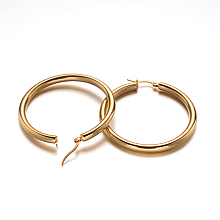 Honeyhandy Ring 304 Stainless Steel Hoop Earrings, Hypoallergenic Earrings, Golden, 51.5x48x4mm, Pin: 1mm