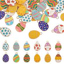 OLYCRAFT 48Pcs Easter Alloy Enamel Pendants Egg Rabbit Pendant Charms 12Styles Easter Charms for Necklace Bracelet Jewelry Making DIY Crafts