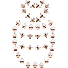 SUNNYCLUE 40Pcs 2 Styles Honey Pot Bees Alloy Enamel Charms Pendants 3D Flatback Charms for Bracelets DIY Crafts Making Supplies