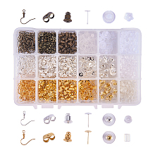 PandaHall Elite About 1400 Pcs Earring Backs Kit with 18 Style Earring Backings, Earnut, Earring Hooks and Earring Posts