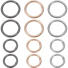 WADORN 12pcs Metal O Rings, 3 Colors Alloy Round Spring Snap Hook Clip Trigger Buckles 33mm/47.5mm Spring Keyring Buckles for Keychains Purse Handbag Jewelry DIY Craft Making Accessories