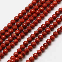 Honeyhandy Natural Red Jasper Round Bead Strands, 3mm, Hole: 0.8mm, about 126pcs/strand, 16 inch