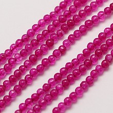 Honeyhandy Natural White Jade Round Bead Strands, Dyed, Magenta, 3mm, Hole: 0.8mm, about 110pcs/strand, 16 inch