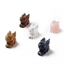 Honeyhandy Natural Gemstone Sculpture Display Decorations, for Home Office Desk, Rabbit, 34~35x44~50x22~25mm