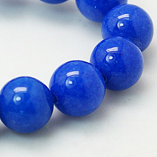 Honeyhandy Natural Mashan Jade Round Beads Strands, Dyed, Blue, 12mm, Hole: 1mm, about 34pcs/strand, 15.7 inch