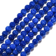 Honeyhandy Natural Mashan Jade Round Beads Strands, Dyed, Blue, 6mm, Hole: 1mm, about 69pcs/strand, 15.7 inch