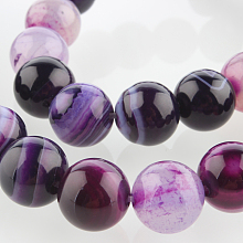 Honeyhandy Natural Gemstone Agate Round Bead Strands, Dyed, Blue Violet, 10mm, Hole: 1mm, about 38pcs/strand, 14.96 inch