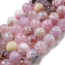 Honeyhandy Faceted Natural Fire Crackle Agate Beads Strands, Round, Dyed & Heated, Plum, 12mm, Hole: 1.6mm, about 31pcs/strand, 14.76''(37.5cm)