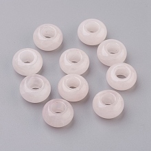 Natural Rose Quartz European Beads, Large Hole Beads, Rondelle, 14x8mm, Hole: 6mm