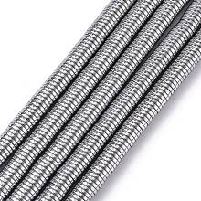 Honeyhandy Electroplate Non-magnetic Synthetic Hematite Beads Strands, Heishi Beads, Flat Round/Disc, Platinum Plated, 6x1mm, Hole: 1mm, about 378~389pcs/strand, 15.7 inch