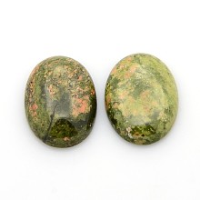 Honeyhandy Natural Gemstone Cabochons, Oval, Unakite, 25x18x5~7mm