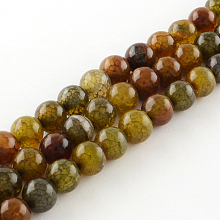 Honeyhandy Dyed Natural Dragon Veins Agate Round Bead Strands, 8mm, Hole: 1mm, about 48pcs/strand, 14.9 inch