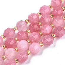 Honeyhandy Natural Dolomite Beads Strands, Faceted, Dyed, Round, Pearl Pink, 8x8mm, Hole: 1.2mm, about 33pcs/strand, 15.16 inch~15.35 inch(38.5cm~39cm)