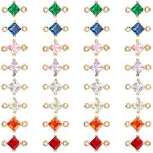 CHGCRAFT 32pcs 8 Colors Transparent Glass Links Connectors Rhombus Connectors Faceted Charms Bracelet Accessories Links with Brass Findings for Jewellery Crafting 0.43x0.28x0.16inch