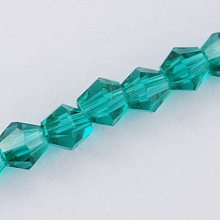 Honeyhandy Imitation Austrian Crystal 5301 Bicone Beads, Faceted Glass Beads Strands, Dark Cyan, 2x3mm, Hole: 0.5mm, about 200pcs/strand, 16.5 inch