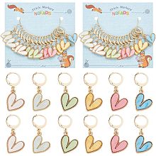 NBEADS 36 Pcs Acrylic Heart Stitch Markers, Crochet Stitch Marker Charms Removable Leverback Hook Locking Stitch Marker for Knitting Weaving Sewing Jewelry Making