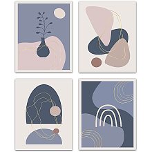 CREATCABIN 4pcs Abstract Minimalist Line Canvas Wall Art Set Print Poster Home Decor Wall Art Modern Artwork Irregular Geometric for Dressing room Bedroom Bathroom Home Girls Gift 8 x 10inch Unframed