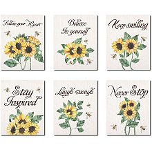 CREATCABIN Sunflower Inspirational Wall Art Motivational Art Poster Prints Positive Quotes Daily Affirmations Modern for Men Women Room Home Office Decor Set of 6 Unframed 8x10inch