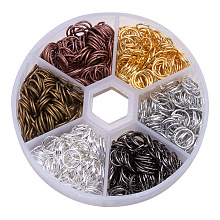 PandaHall Elite 6 Colors Diameter 8mm Iron Plated Jump Rings Unsoldered Jewelry Making Findings, about 900pcs/box