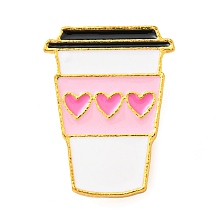 Honeyhandy Food Theme Enamel Pin, Golden Alloy Brooch for Backpack Clothes, Drink Cup with Heart, 24x18x1.5mm