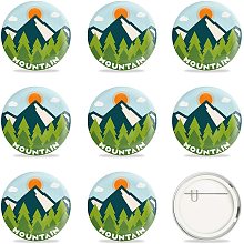 GLOBLELAND 9 Pcs Mountain Pins Button Badges, Mountain Forest Buttons Badge Decorations for Adults, Kids, Men or Women, 2-1/4 Inch Round Button