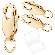 Beebeecraft 1 Box 20Pcs 18K Gold Plated Lobster Claw Clasps 12x6x3mm Jewelry Clasps Connectors with Bead Open Jump Ring for Bracelet Necklace Jewelry Making