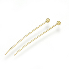 Honeyhandy Brass Ball Head Pins, Real 18K Gold Plated, 24x0.5mm, 24 Gauge, Head: 2mm