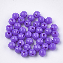 Honeyhandy Opaque Plastic Beads, Round, Blue Violet, 6x5.5mm, Hole: 1.8mm, about 4790pcs/500g