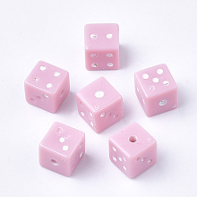 Honeyhandy Acrylic Beads, Dice, Pink, 7.5x7.5x7.5mm, Hole: 1.5mm, about 1000pcs/500g