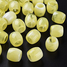 Honeyhandy Acrylic European Beads, Imitation Gemstone, Large Hole Beads, Barrel, Champagne Yellow, 11.5x11mm, Hole: 6mm, about 770pcs/500g