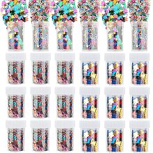 NBEADS 24 Bottles Nail Art Glitter Sequins, Bear Alphabet Number Sequins Colorful Nail Sparkle Sticker Decals for Manicure Art Make Up Decoration Accessories