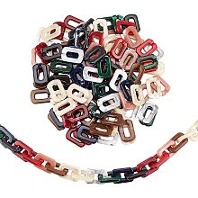 SUPERFINDINGS About 130Pcs 10 Colors 1.2x0.79x0.2Inch Rectangle Acrylic Linking Rings Quick Link Connectors Imitation Gemstone Connectors for Jewelry Cable Chains Making