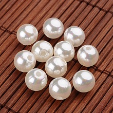 Honeyhandy Round Imitation Pearl Acrylic Beads, Seashell Color, 8mm, Hole: 2mm, about 1940pcs/500g