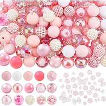 PandaHall Elite 110pcs 20mm Bubblegum Beads 16 Styles Chunk Beads 30g Pink Flower Butterfly Beads Acrylic Pen Beads Large Loose Beads for Valentine Christmas Garland Jewelry Necklace Pen Making