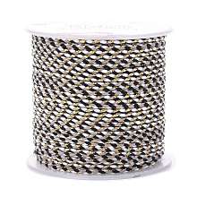 Honeyhandy 4-Ply Cotton Cord, Handmade Macrame Cotton Rope, with Gold Wire, for String Wall Hangings Plant Hanger, DIY Craft String Knitting, Black, 1.5mm, about 21.8 yards(20m)/roll